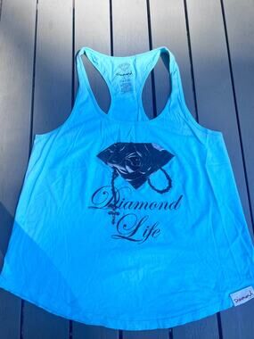 Diamond Supply Co Diamond Life Racerback Tank Top Blue Graphic Large USA